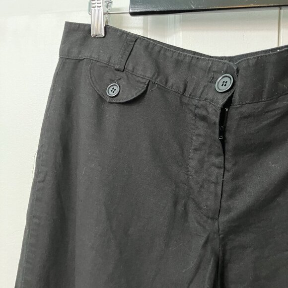 Max Studio Pants Womens 10 Black Linen Cotton Wide Leg Trousers Minimal Neutral - Picture 2 of 9